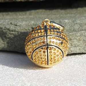 24kt plate Gold or White Swarovski Basketball Pendant Charm